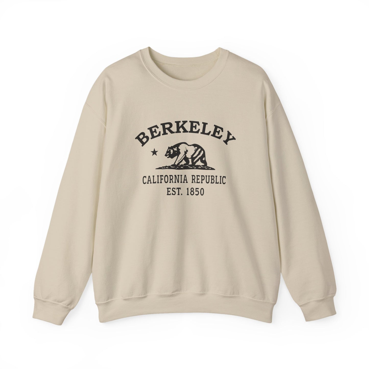 Berkeley California Vintage Retro Unisex Heavy Crewneck Sweatshirt - Black Logo