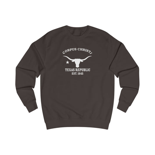 Corpus Christi Texas Vintage Retro Premium Crewneck Sweatshirt - White Logo - Bottle Green