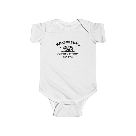 Healdsburg California Vintage Retro Cotton Jersey Baby Bodysuit - Black Logo