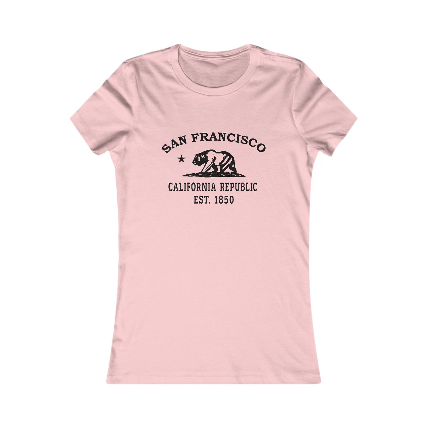 San Francisco California Ringspun Cotten Fitted Vintage Retro Womens Tee - Black Logo