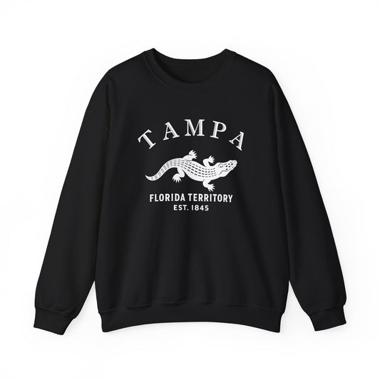 Tampa Florida Vintage Retro Unisex Heavy Crewneck Sweatshirt - White Logo