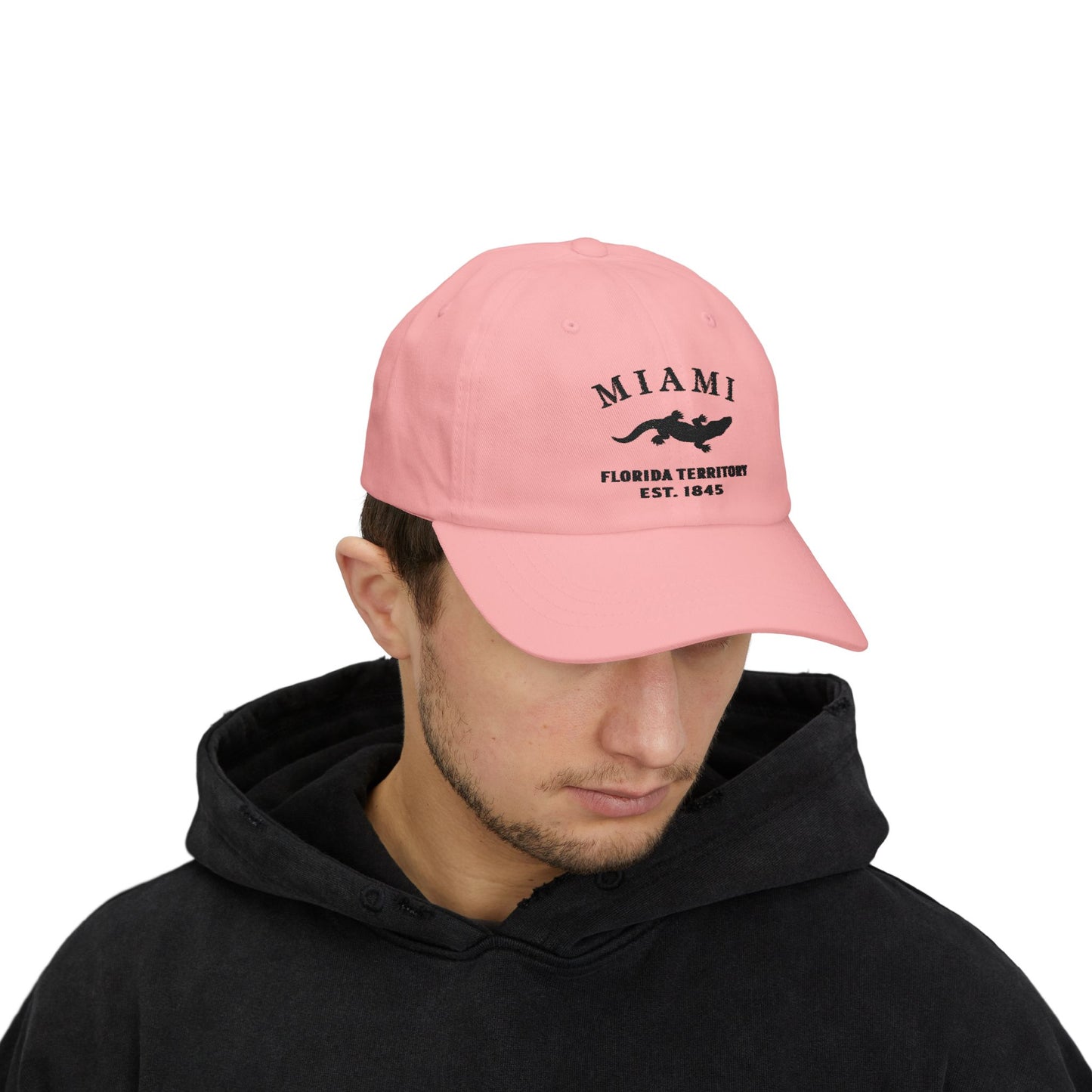 Miami Florida Classic Embroidered Vintage Retro Cotton Cap - Black Logo