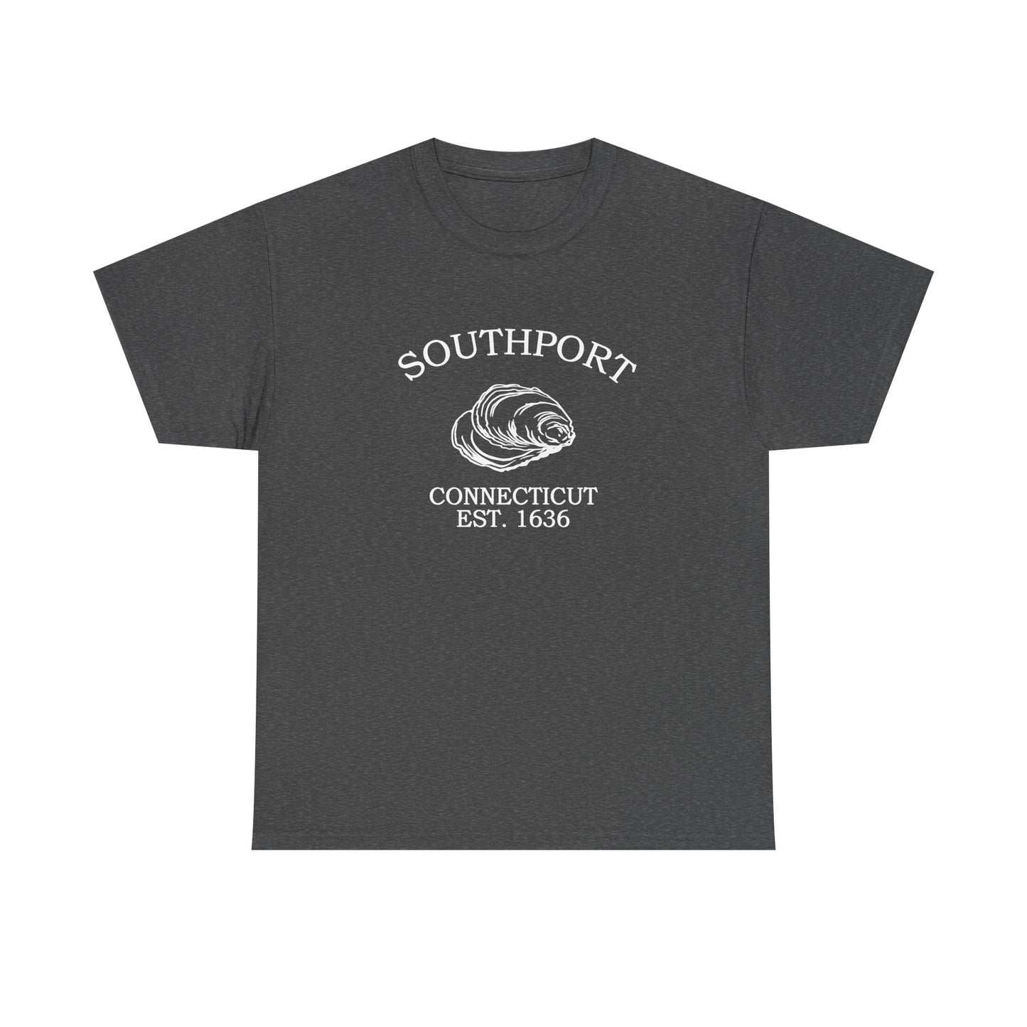 Southport Connecticut Vintage Retro Unisex Heavy Cotton Tee - White Logo