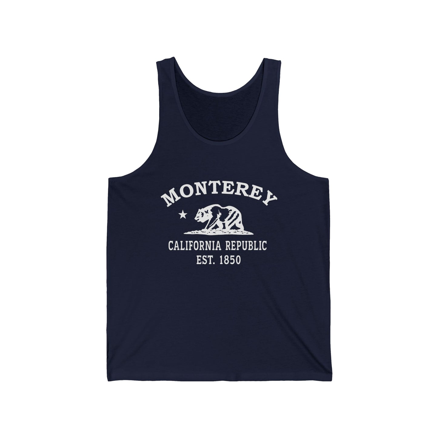 Monterey California Unisex Cotton Jersey Tank Top - White Logo