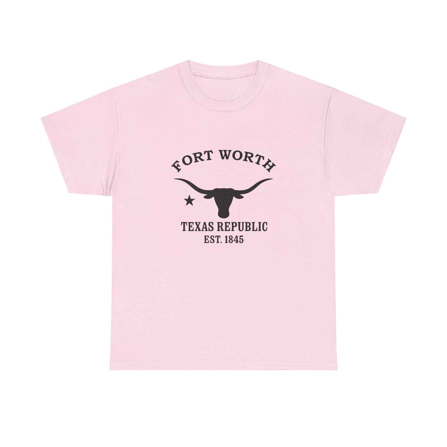 Fort Worth Texas Vintage Retro Unisex Heavy Cotton Tee - Black Logo