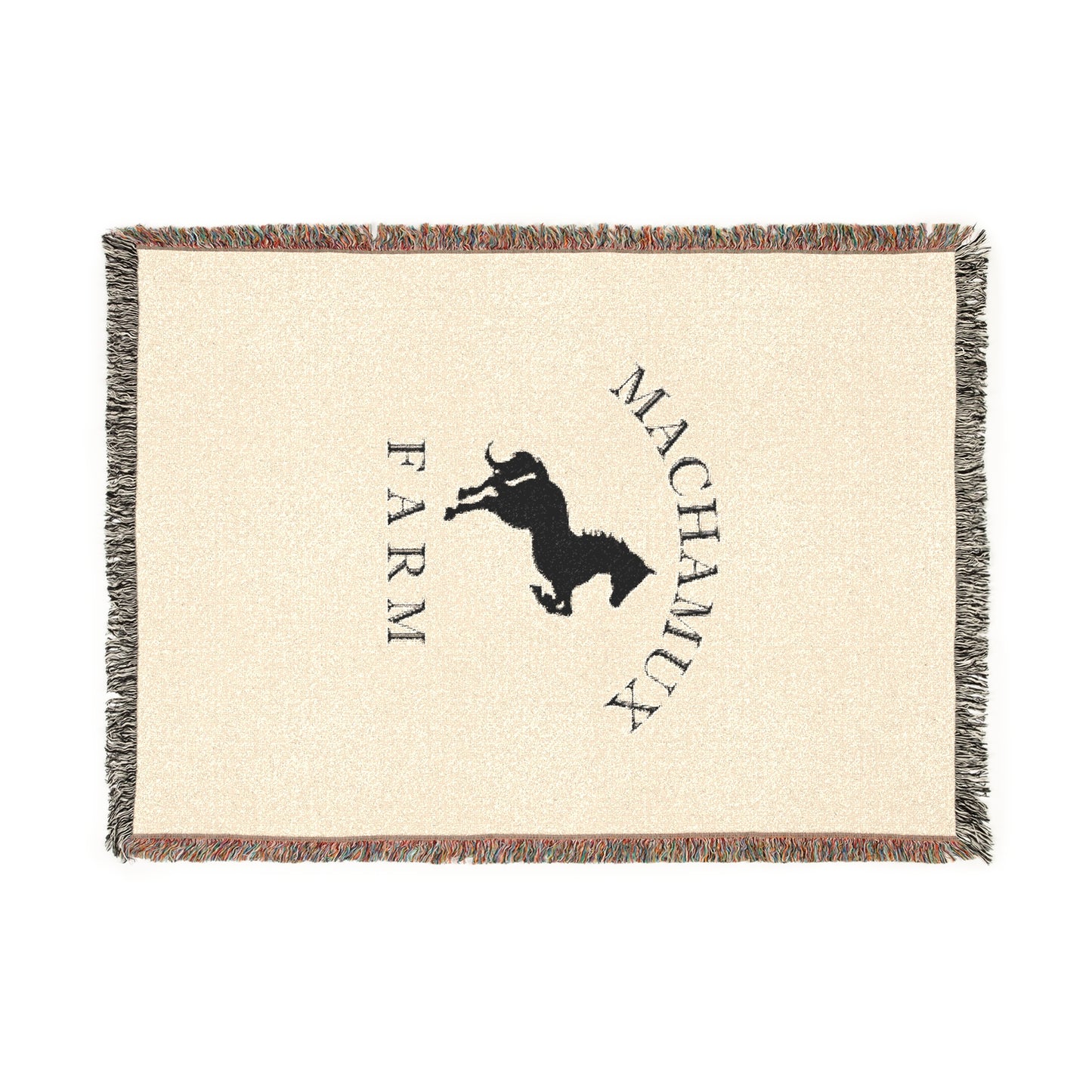 Machamux Farm Vintage Retro Cotton Woven Blanket - Black Logo