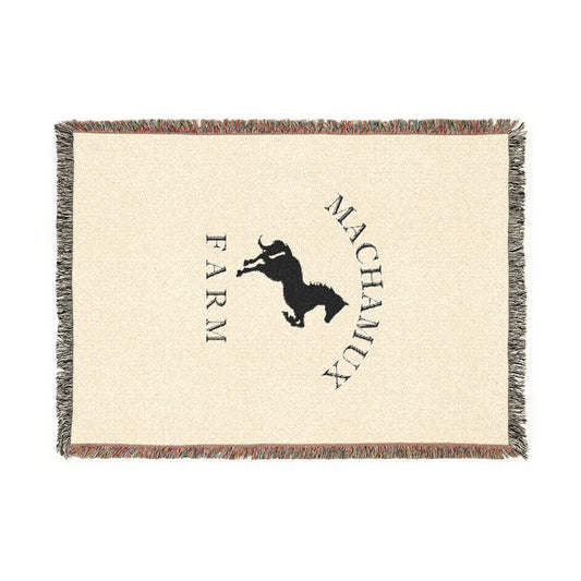 Machamux Farm Vintage Retro Cotton Woven Blanket - Black Logo