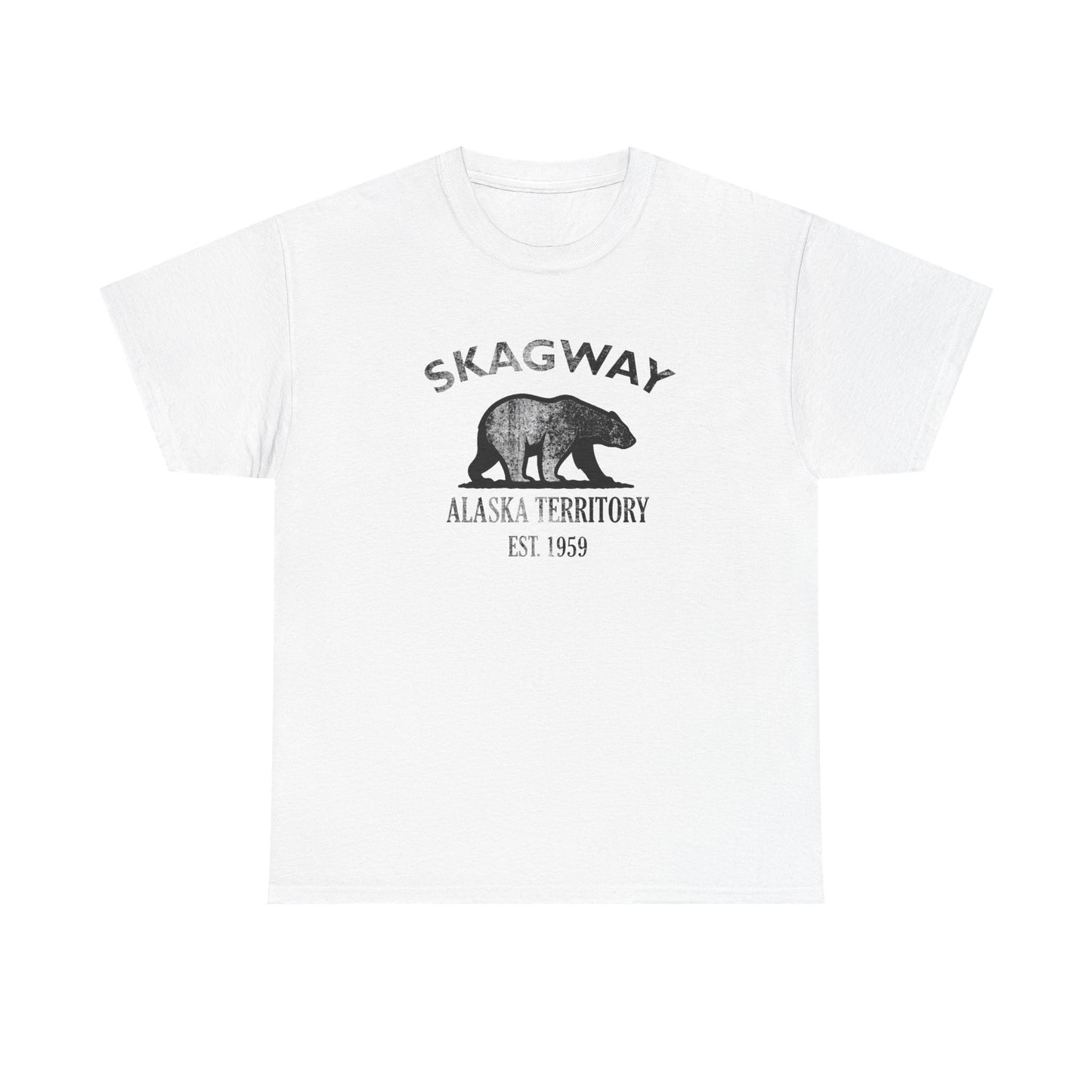 Skagway Alaska Vintage Retro Unisex Heavy Cotton Tee - Black Logo