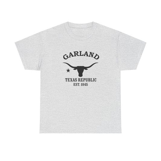 Garland Texas Vintage Retro Unisex Heavy Cotton Tee - Black Logo
