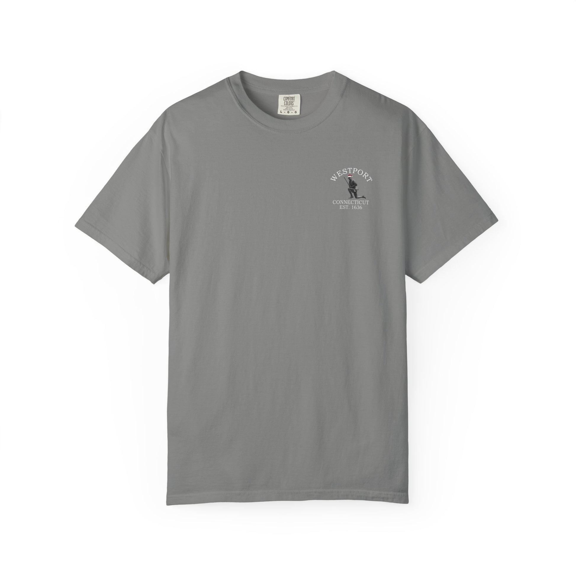 Rowayton Connecticut Vintage Retro Minuteman Holiday Cotton Tee - White Logo - Bay