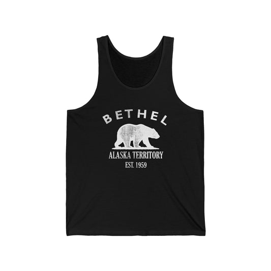 Bethel Alaska Vintage Retro Unisex Cotton Jersey Tank Top - White Logo