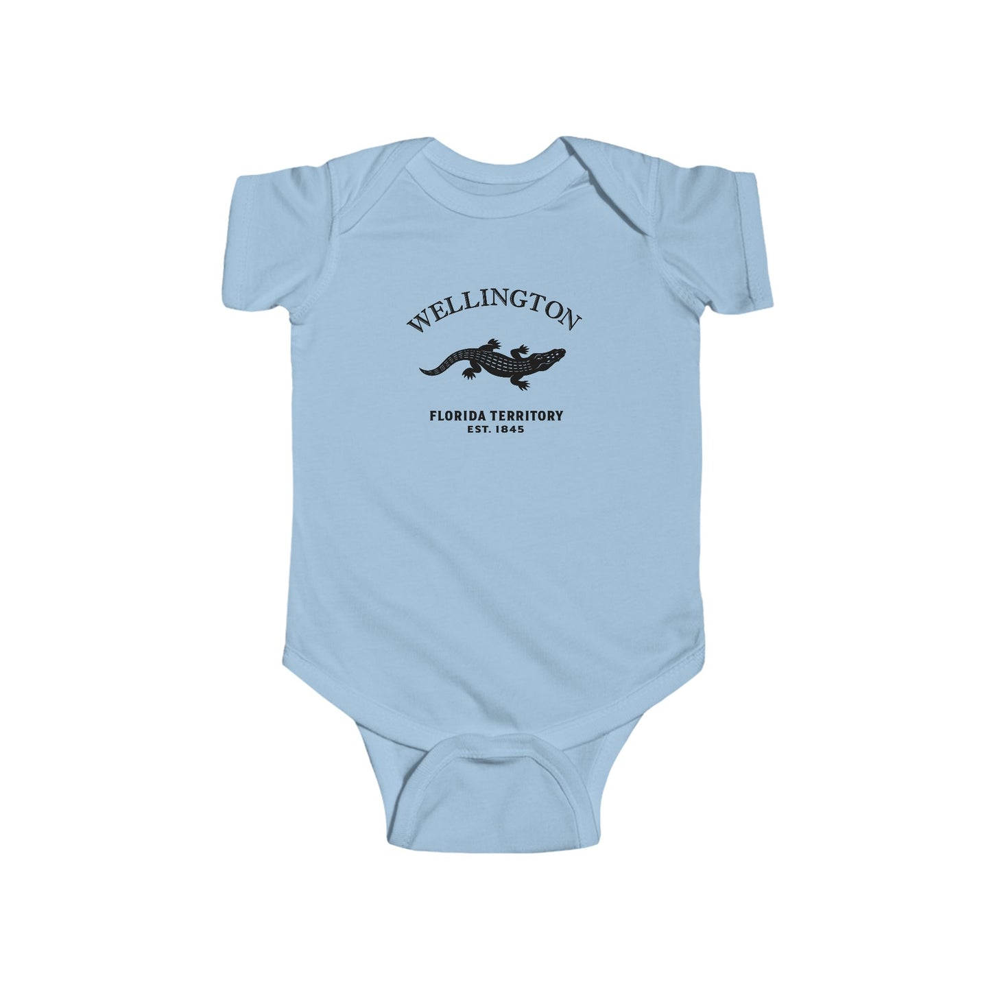Wellington Florida Vintage Retro Cotton Jersey Baby Bodysuit - Black Logo