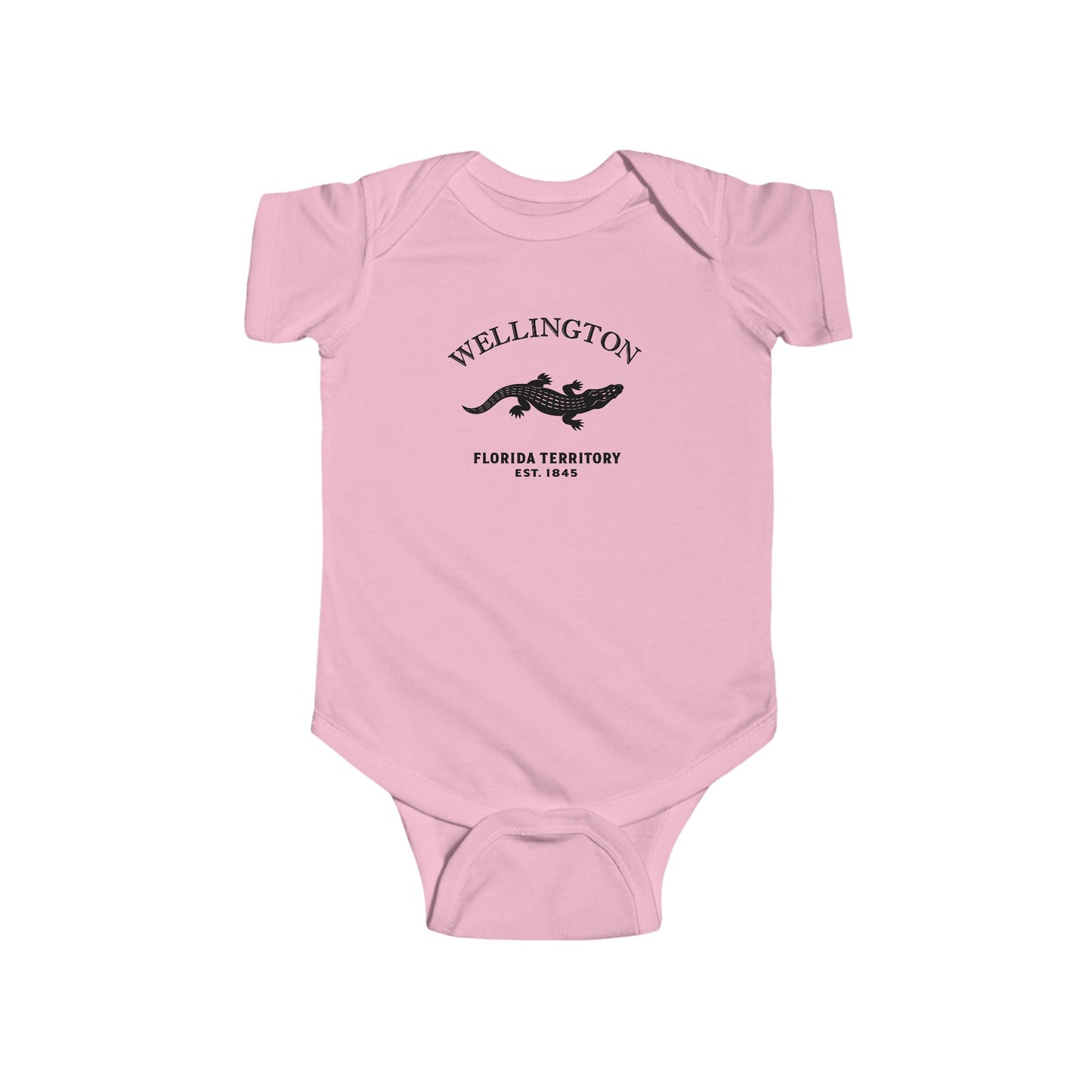 Wellington Florida Vintage Retro Cotton Jersey Baby Bodysuit - Black Logo