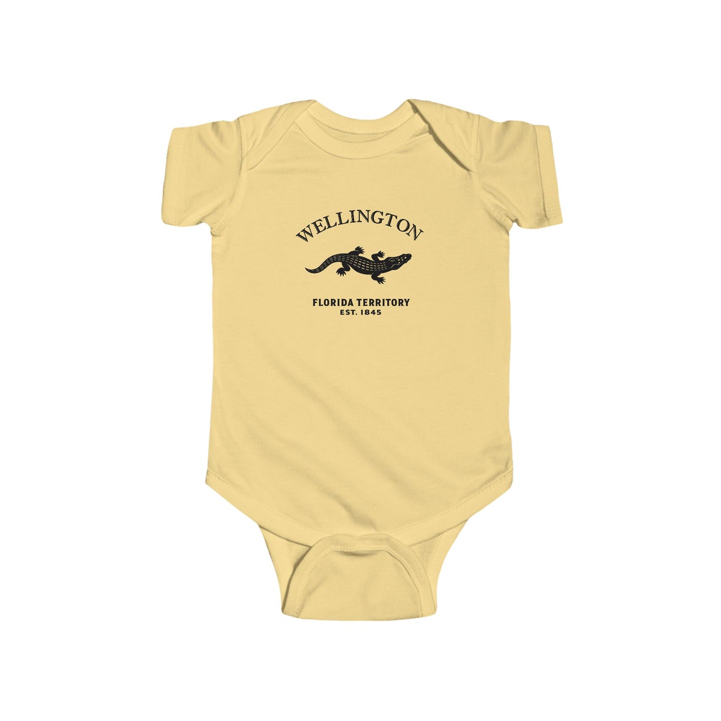 Wellington Florida Vintage Retro Cotton Jersey Baby Bodysuit - Black Logo