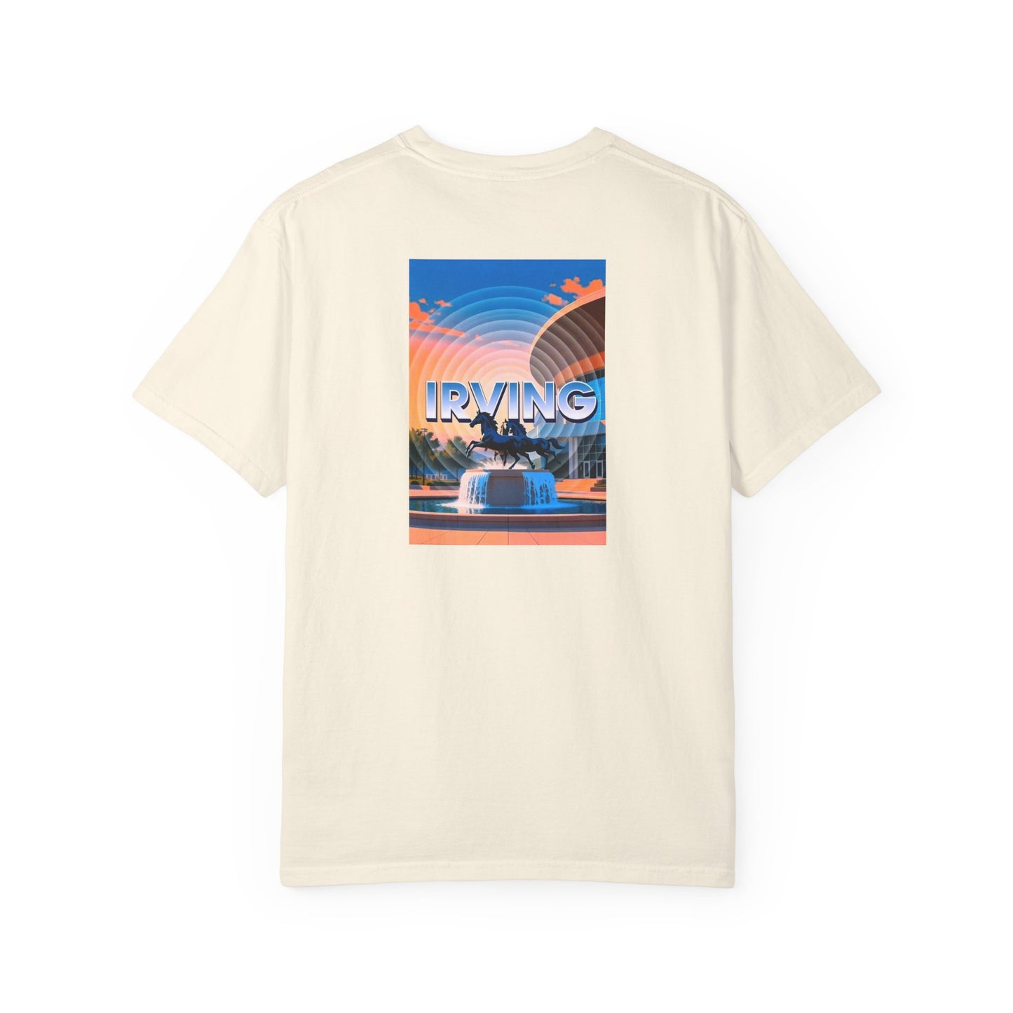 Irving Texas Vintage Retro Back Printed Art Series Cotton Tee - Black Logo