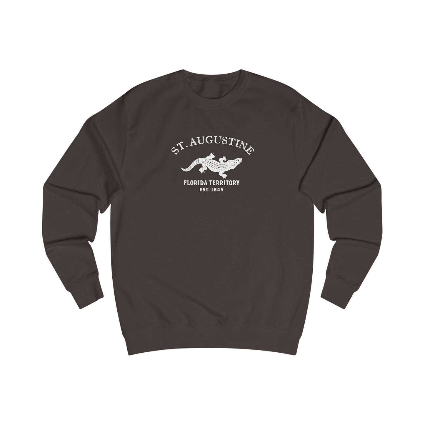 St Augustine Florida Vintage Retro Premium Crewneck Sweatshirt - White Logo - Bottle Green