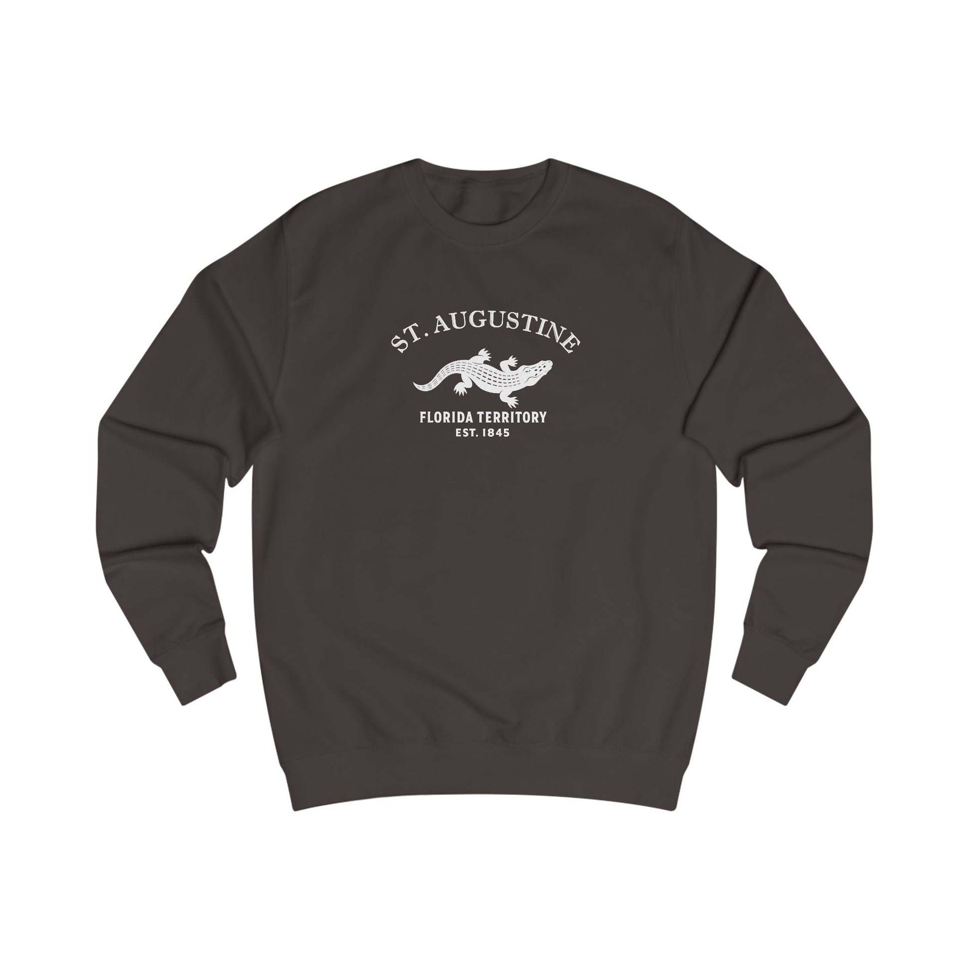 St Augustine Florida Vintage Retro Premium Crewneck Sweatshirt - White Logo - Bottle Green