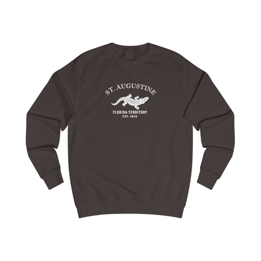 St Augustine Florida Vintage Retro Premium Crewneck Sweatshirt - White Logo - Bottle Green