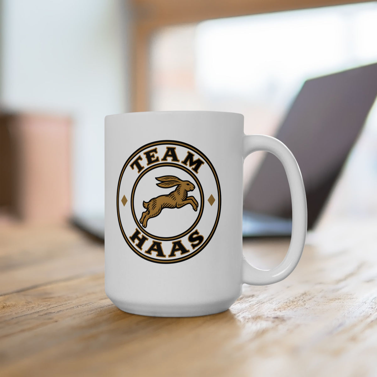 Detail View, Print Close-Up on the Team Haas Coffee Mug