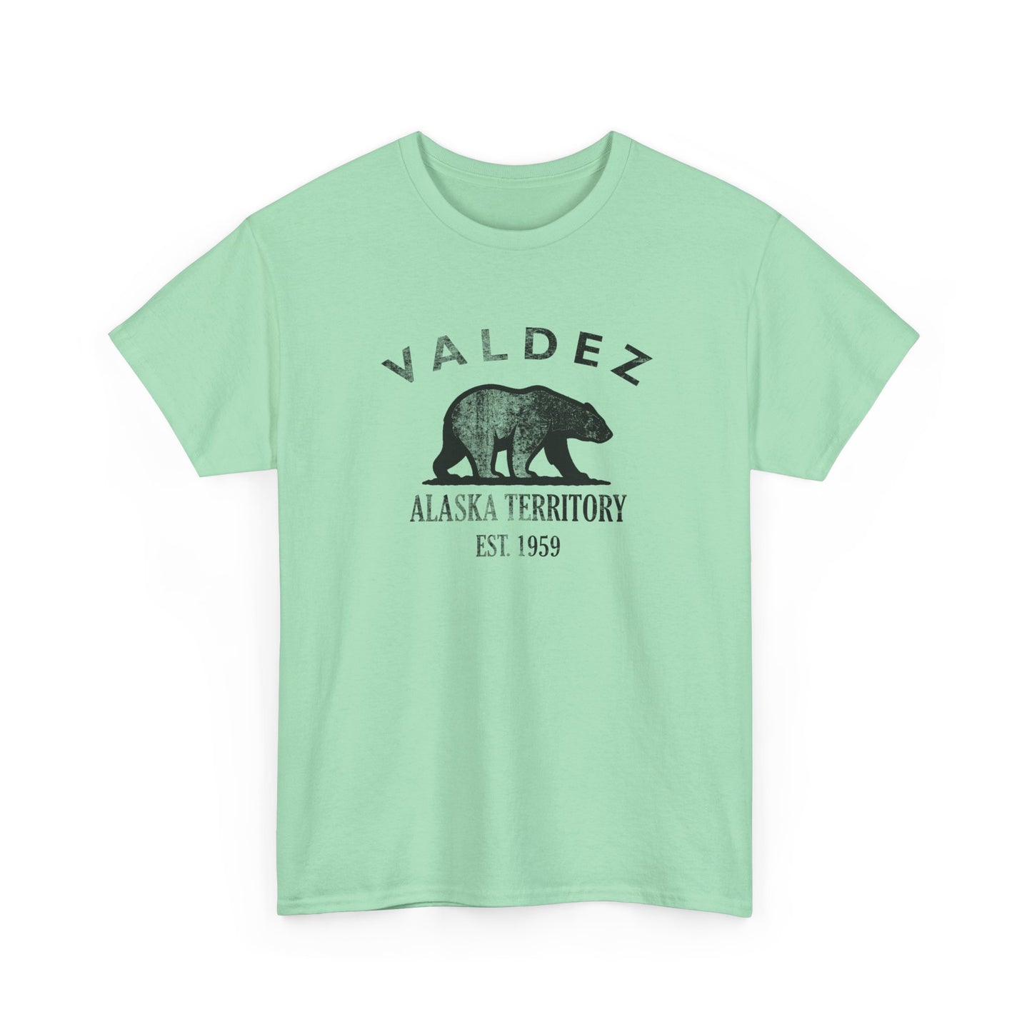 Valdez Alaska Vintage Retro Unisex Heavy Cotton Tee - Black Logo