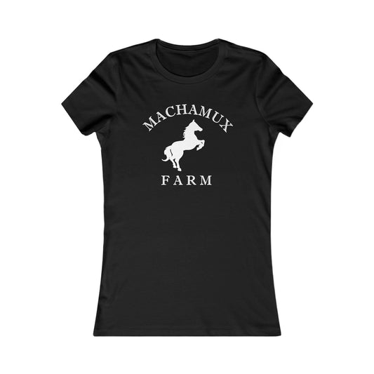 Machamux Farm Vintage Retro Womens Fitted Ringspun Cotton Tee - White Logo