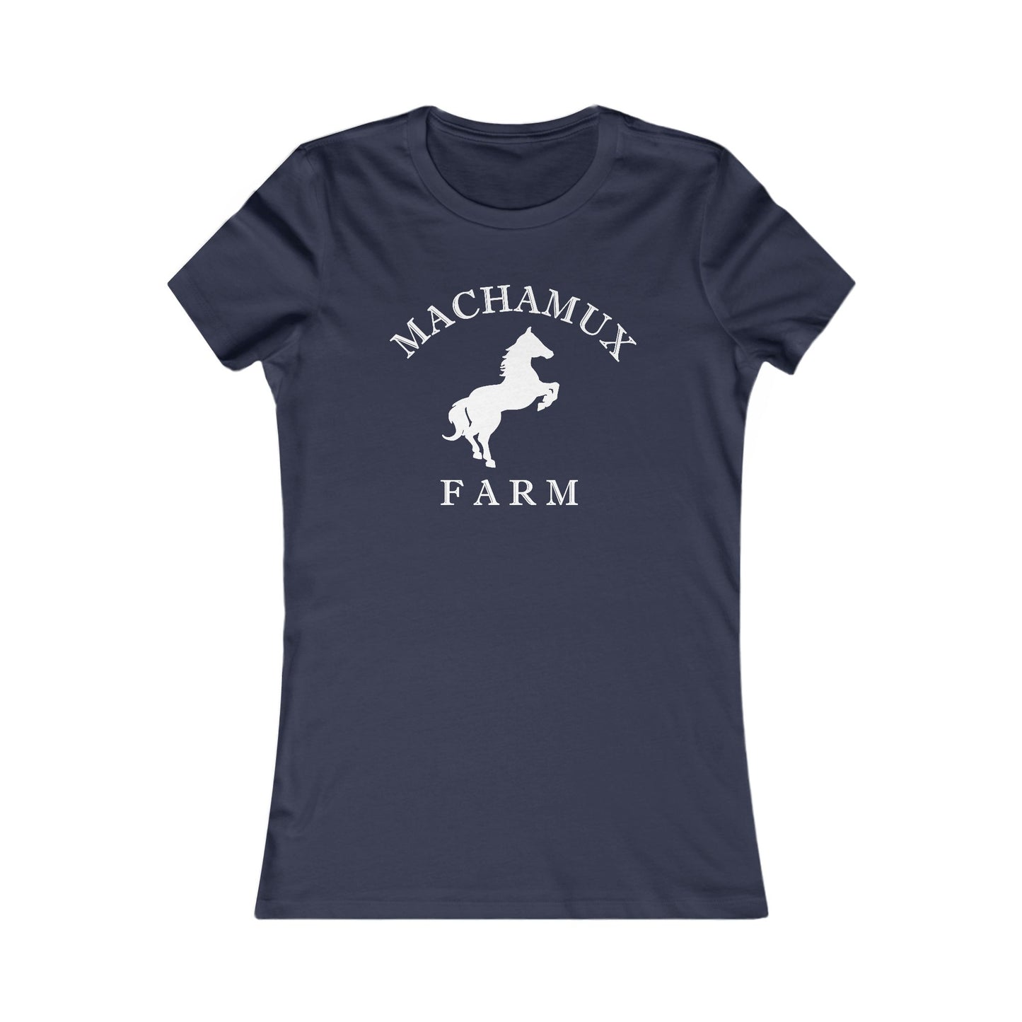Machamux Farm Vintage Retro Womens Fitted Ringspun Cotton Tee - White Logo