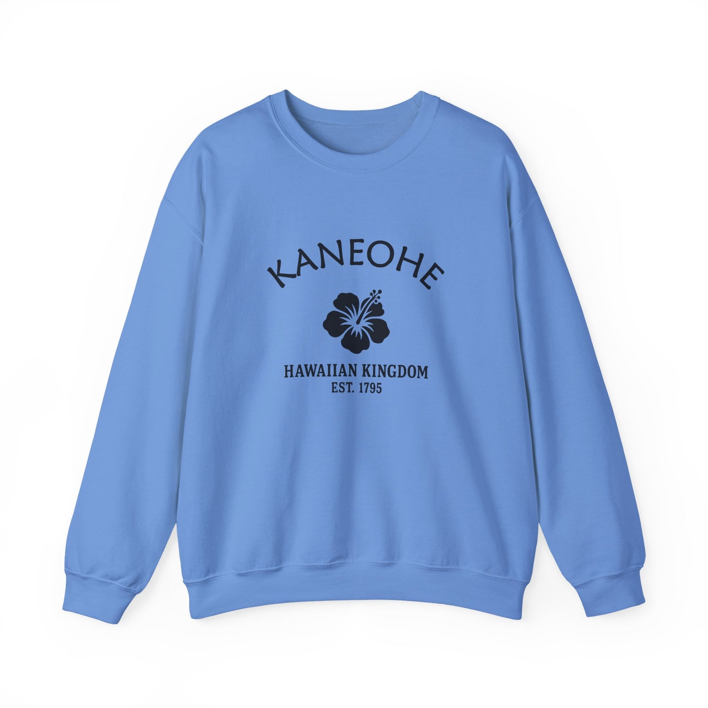 Kaneohe Hawaii Vintage Retro Unisex Heavy Crewneck Sweatshirt - Black Logo