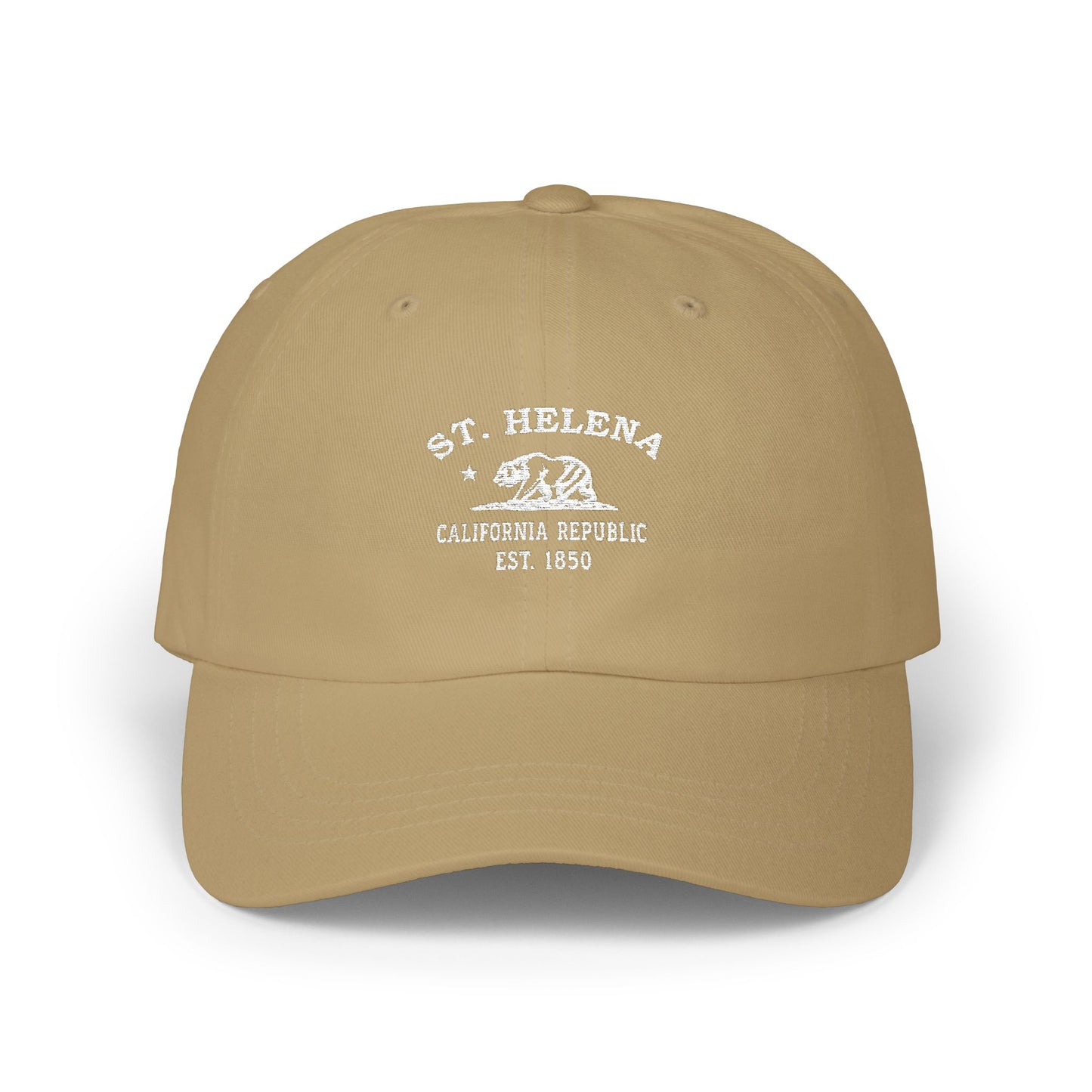 St Helena California Vintage Retro Embroidered Cotton Cap - White Logo