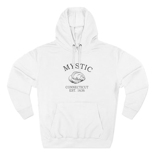Mystic Connecticut Vintage Retro Unisex Heavy Cotton Hoodie - Black Logo