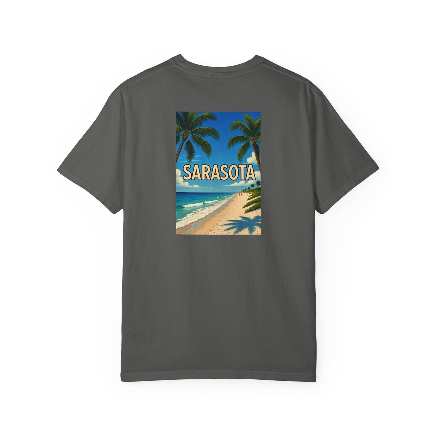 Sarasota Florida Vintage Retro Back Printed Art Series Cotton Tee - Black Logo