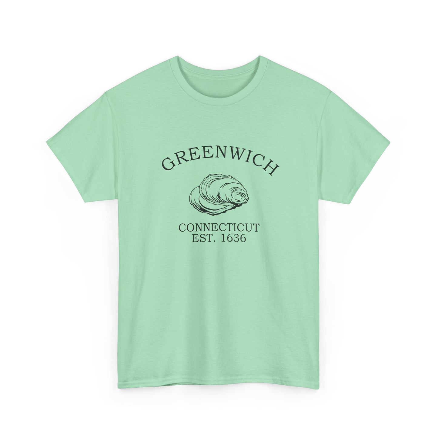 Greenwich Connecticut Vintage Retro Unisex Heavy Cotton Tee - Black Logo