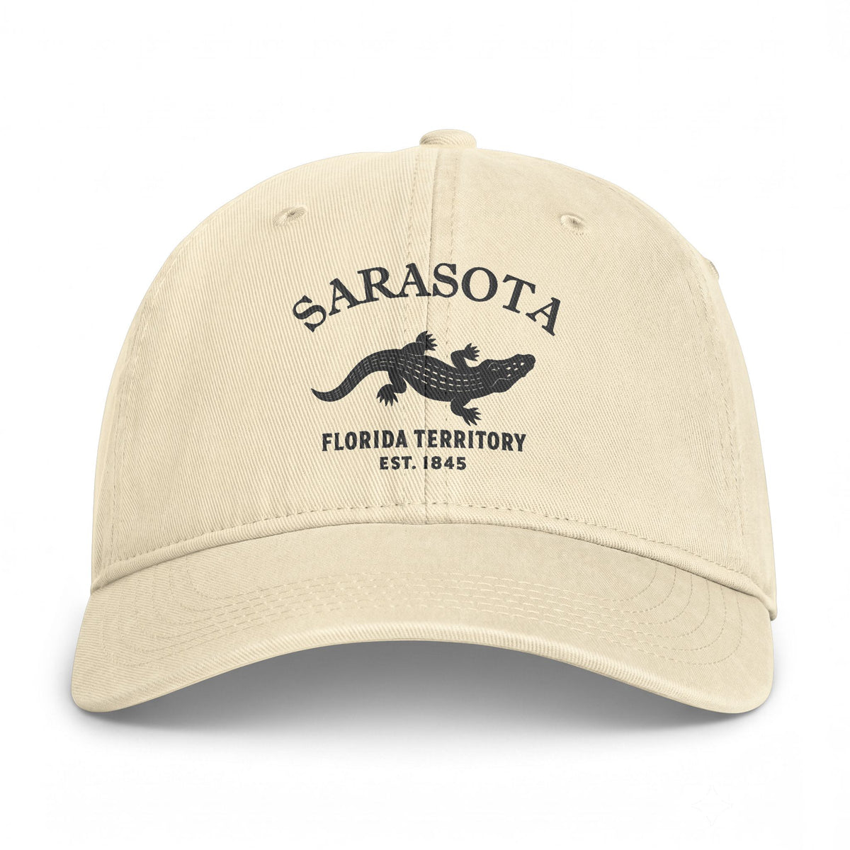 Sarasota Florida Distressed Cotton Cap - Charcoal Print Logo