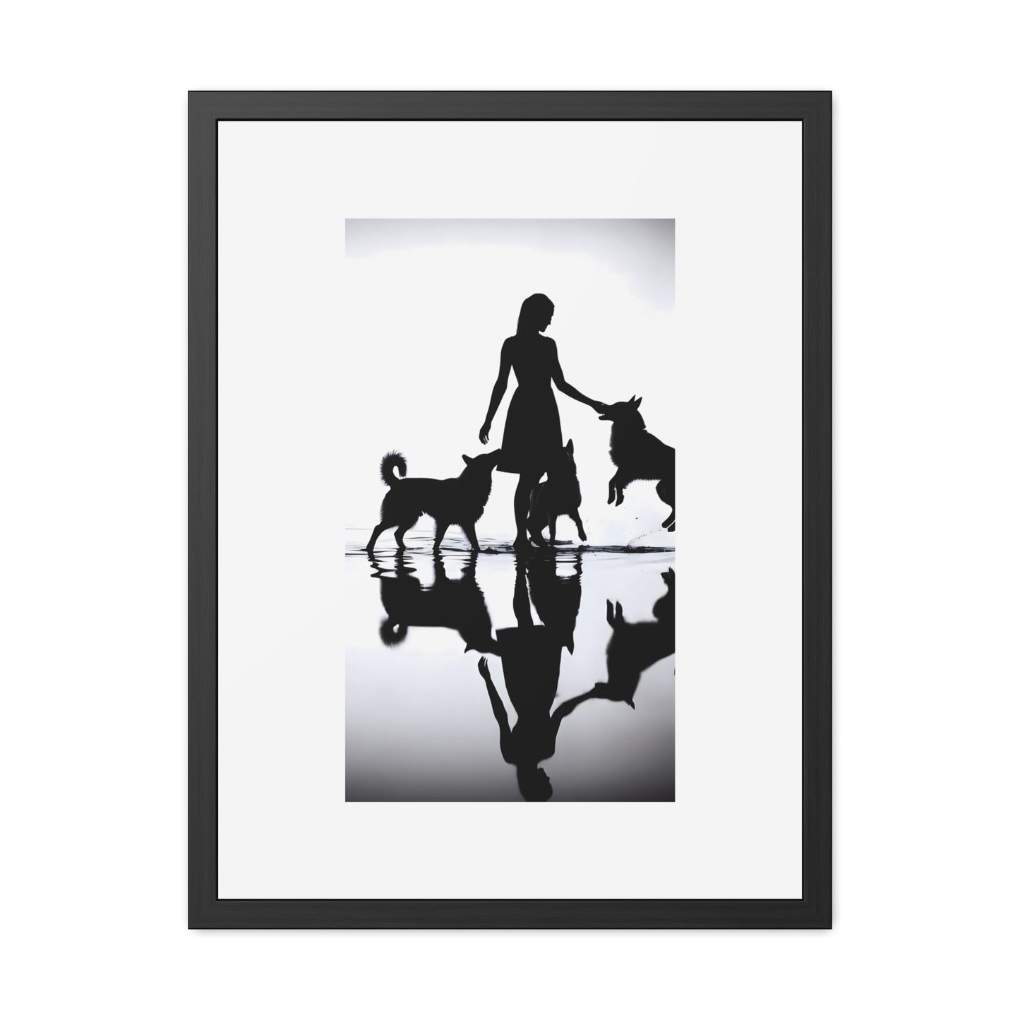Three Dogs, Still Water - Tide & Light Series Framed Poster