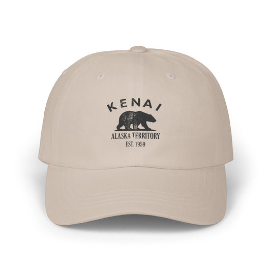 Kenai Alaska Vintage Retro Embroidered Cotton Cap - Black Logo