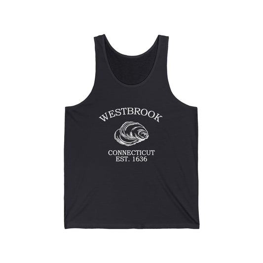 Westbrook Connecticut Vintage Retro Unisex Cotton Jersey Tank Top - White Logo