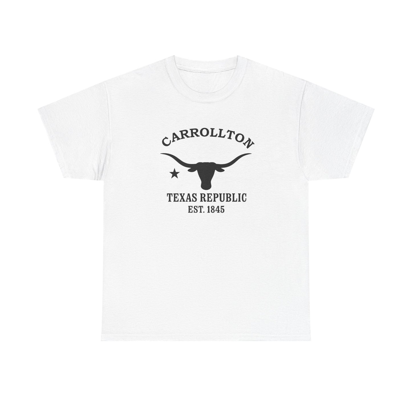 Carrollton Texas Vintage Retro Unisex Heavy Cotton Tee - Black Logo
