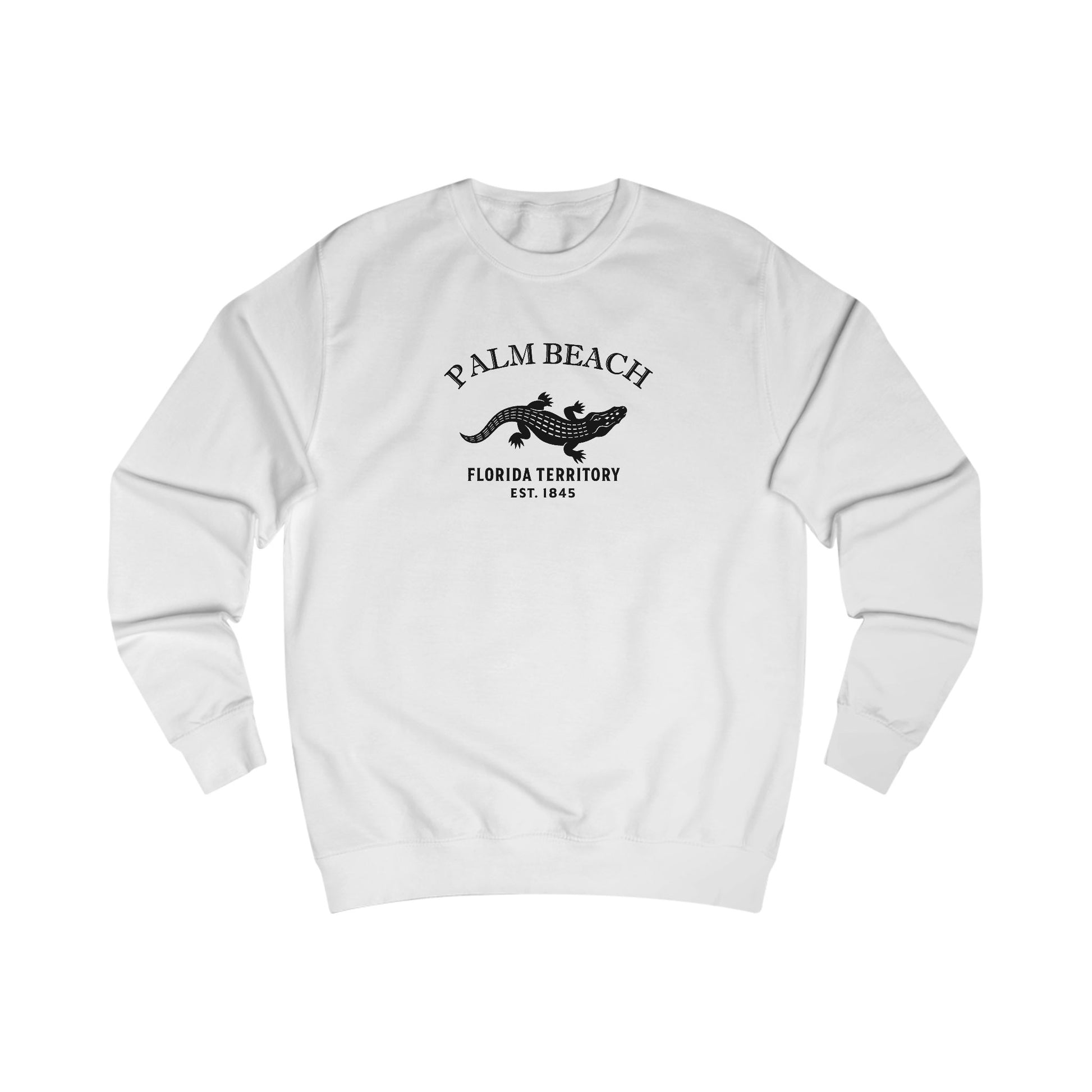 Palm Beach Florida Vintage Retro Premium Crewneck Sweatshirt - Black Logo - Arctic White