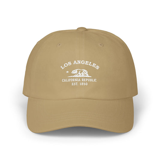 Los Angeles California Vintage Retro Embroidered Cotton Cap - White Logo