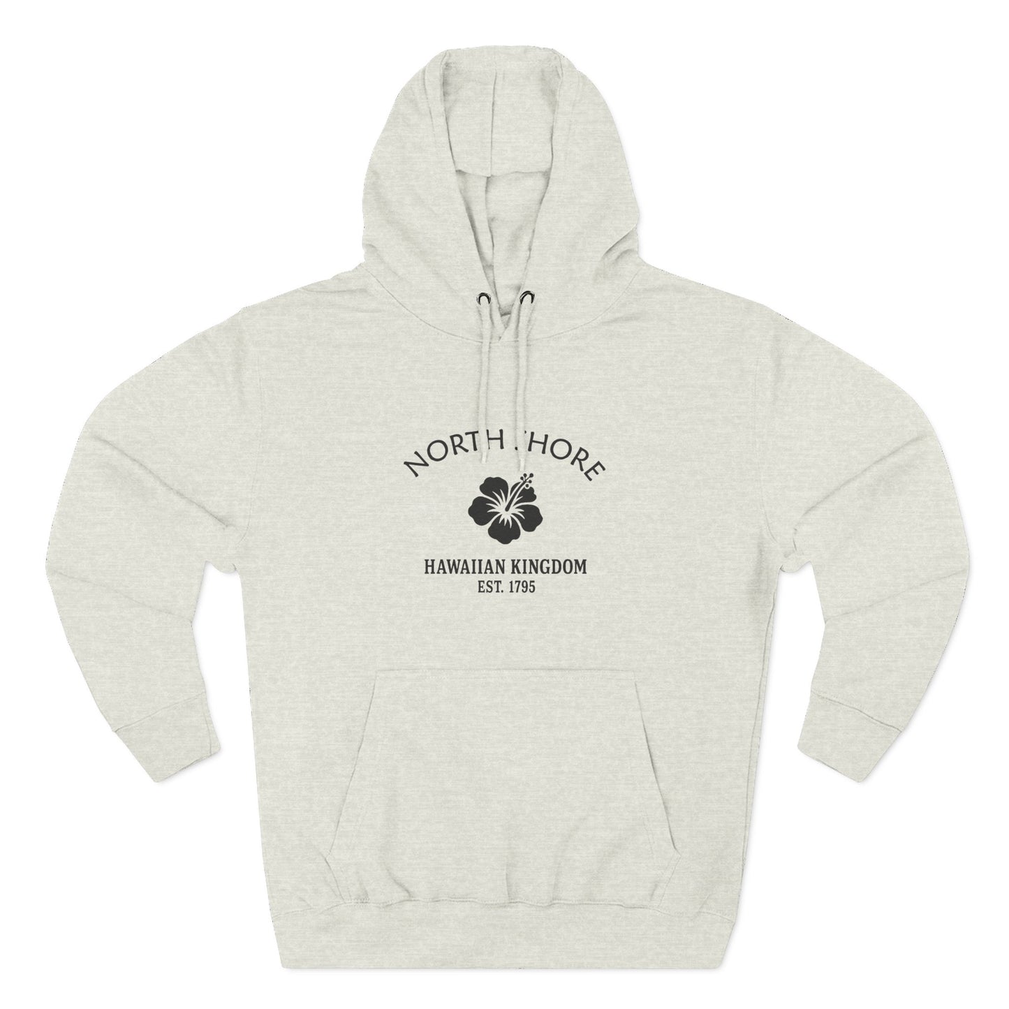 North Shore Hawaii Vintage Retro Unisex Heavy Cotton Hoodie - Black Logo