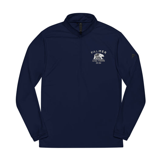 Palmer Alaska Vintage Retro Quarter-Zip Embroidered Pullover - White Logo