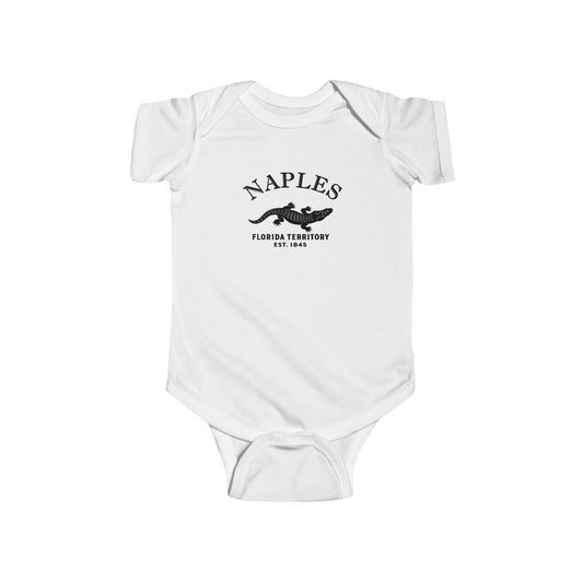 Naples Florida Vintage Retro Cotton Jersey Baby Bodysuit - Black Logo