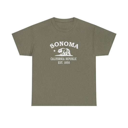 Sonoma California Vintage Retro Unisex Heavy Cotton Tee - White Logo