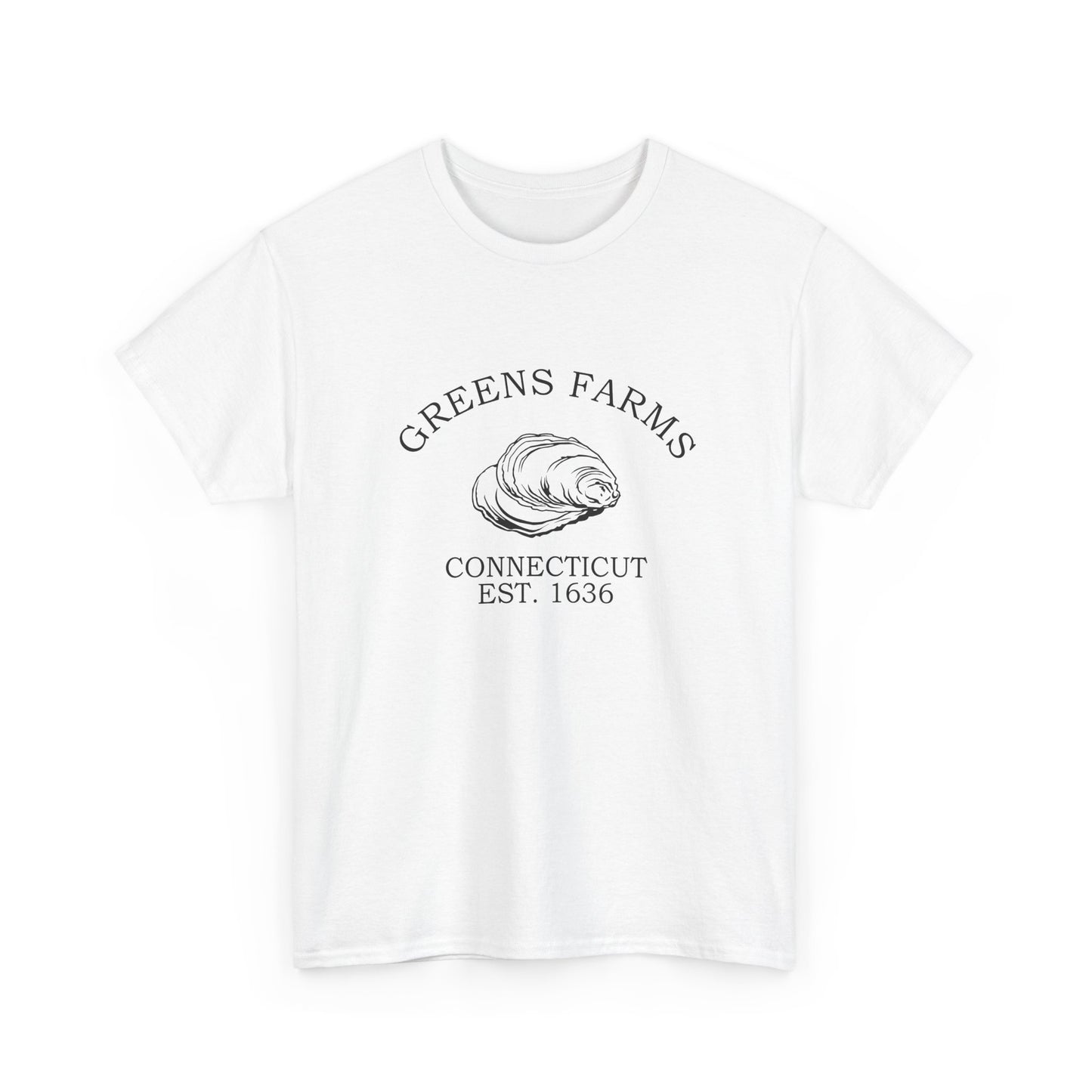 Greens Farms Connecticut Vintage Retro Unisex Heavy Cotton Tee - Black Logo