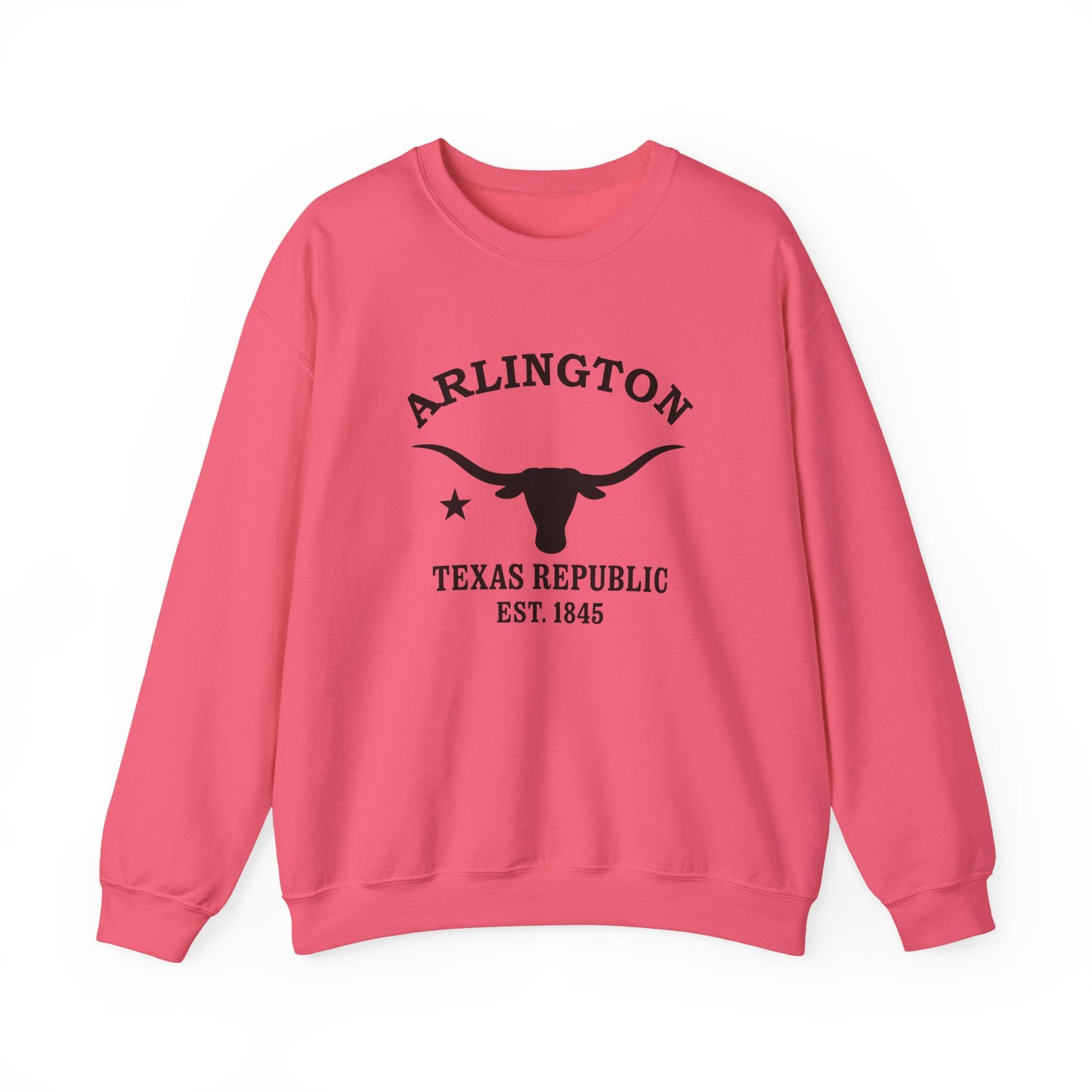 Arlington Texas Vintage Retro Unisex Heavy Crewneck Sweatshirt - Black Logo