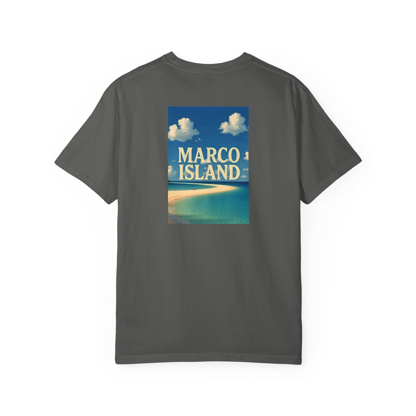 Marco Island Florida Vintage Retro Back Printed Art Series Cotton Tee - Black Logo