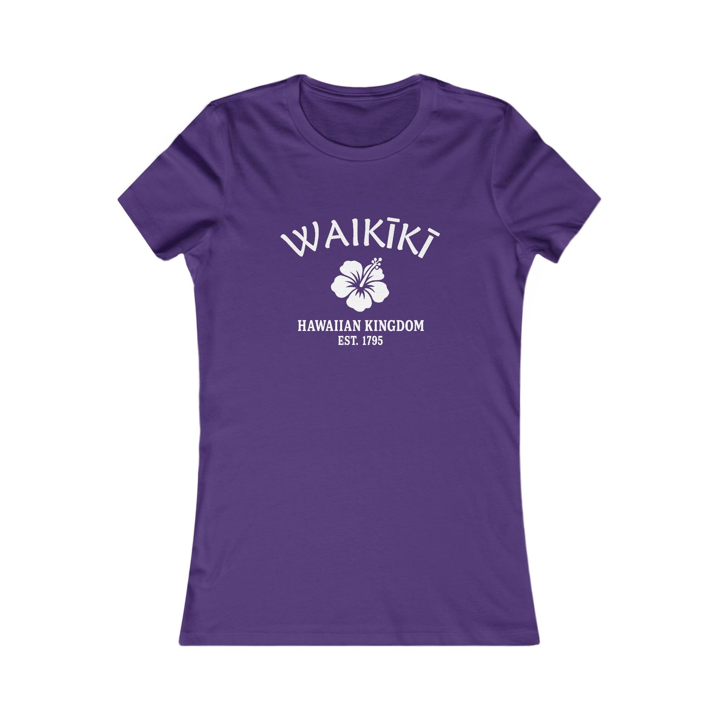 Waikiki Hawaii Vintage Retro Womens Fitted Ringspun Cotton Tee - White Logo