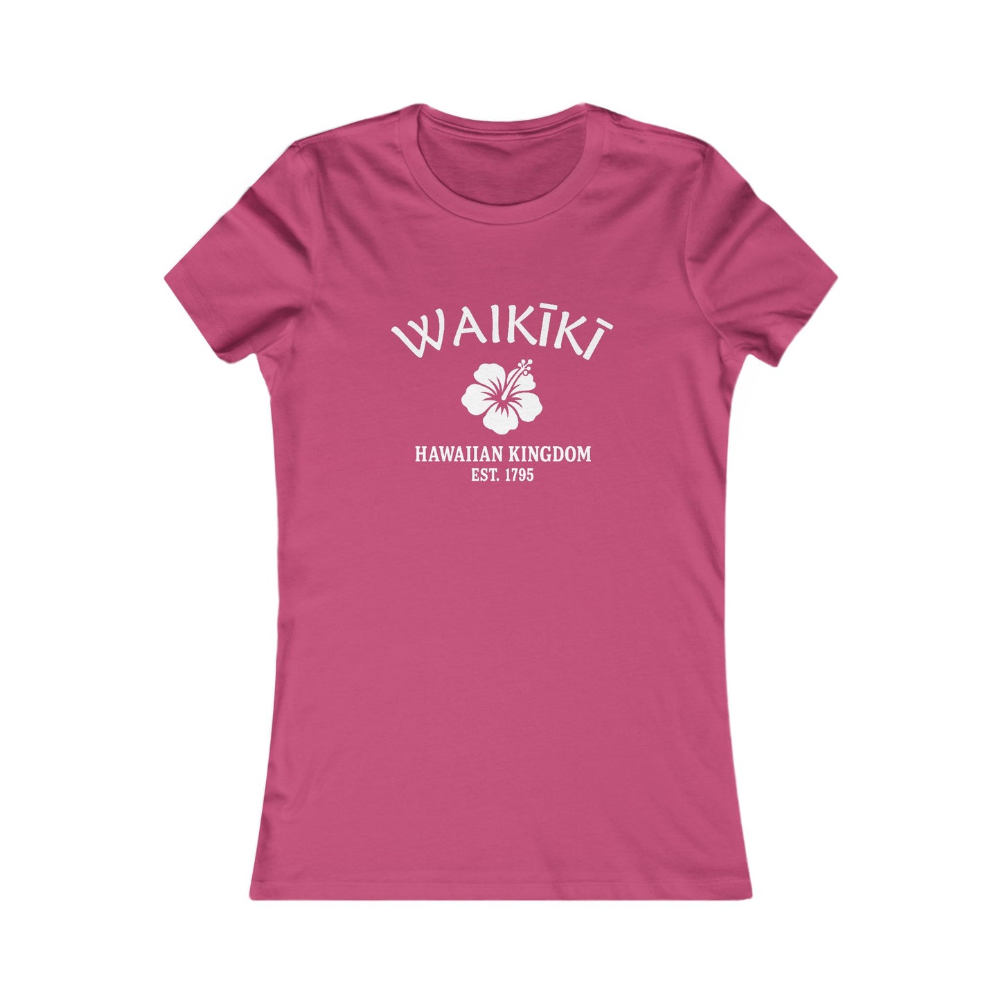 Waikiki Hawaii Vintage Retro Womens Fitted Ringspun Cotton Tee - White Logo