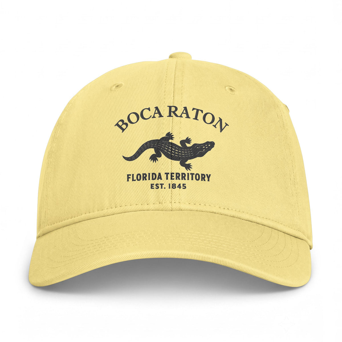 Boca Raton Florida Distressed Cotton Cap - Charcoal Print Logo