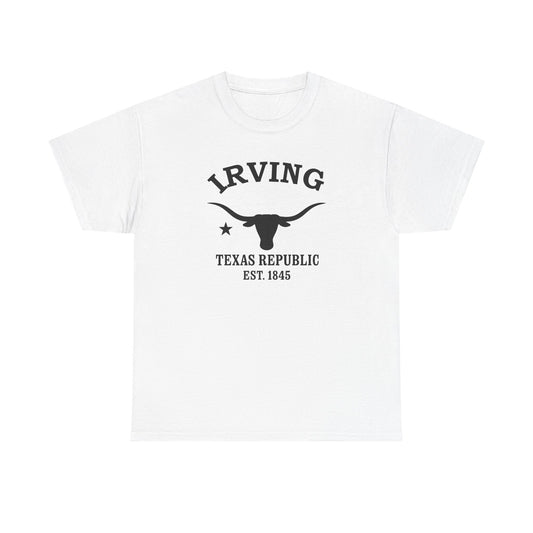 Irving Texas Vintage Retro Unisex Heavy Cotton Tee - Black Logo