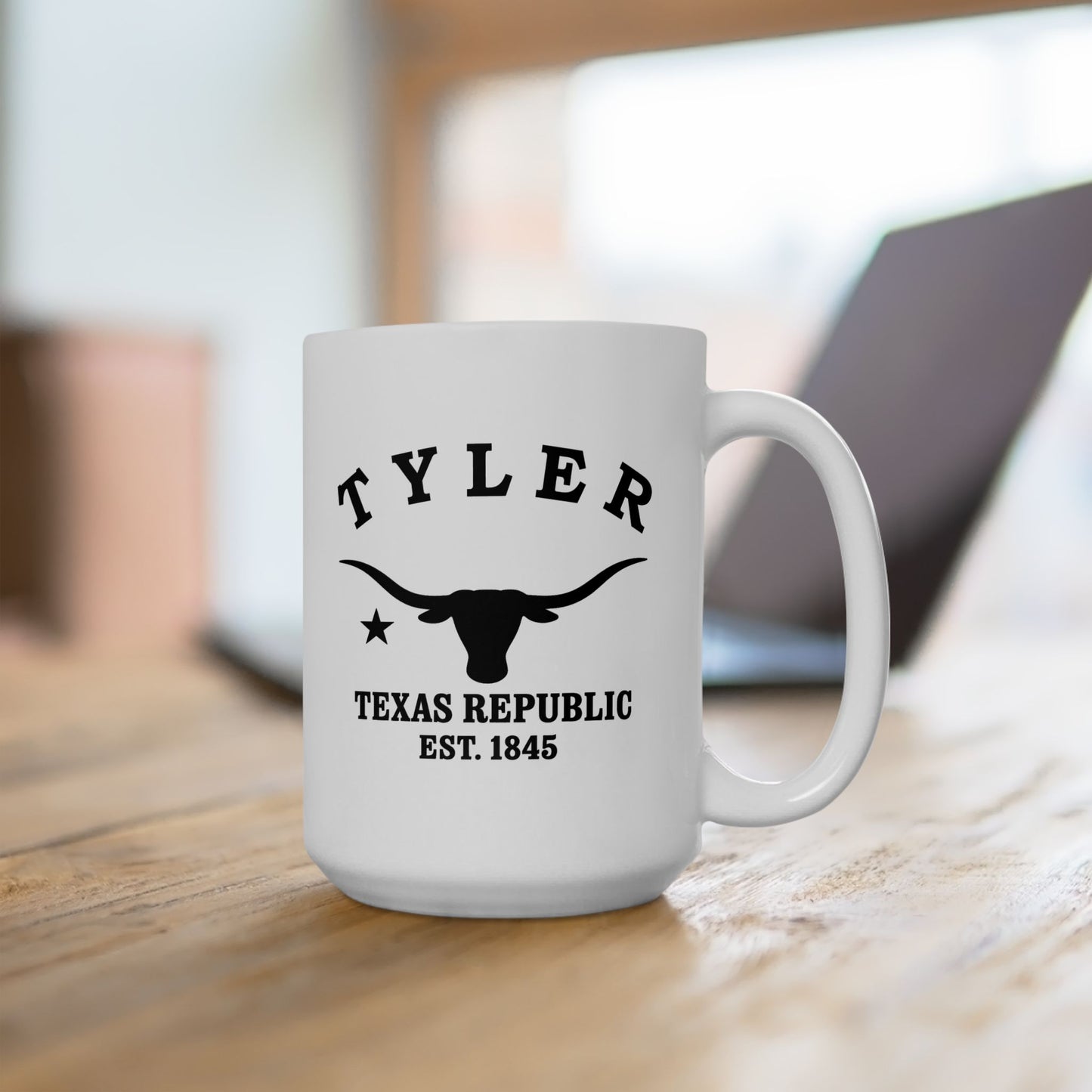 Tyler Texas Vintage Retro Ceramic Mug - Black Logo
